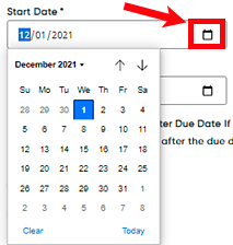 Calendar dialog box