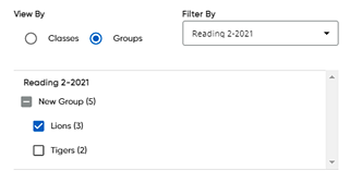 Groups tab showing class selected and groups listed for class
