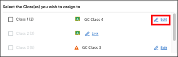 Google classroom Edit link