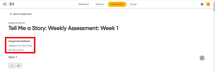 Assignment opened - Assignment feedback identified