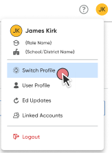 User Menu showing Switch Profile option selected
