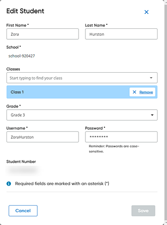 Edit Student Information