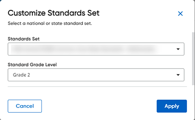 Customize Standards Set dialog box