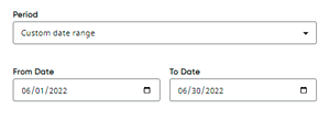 Custom date range selected showing From Date and To Date fields
