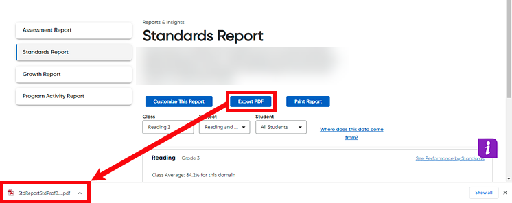 Print or Export Standards Reports in HMH Ed as a Teacher