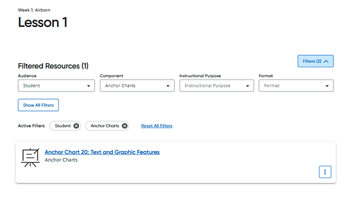 Lesson page filtered to show Teacher resources