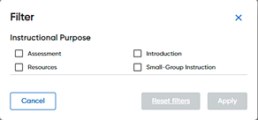 Filter dialog box