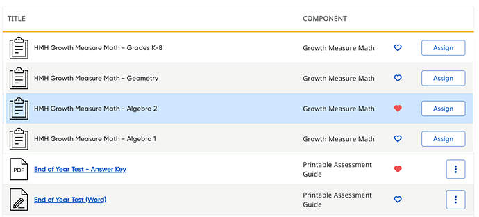 Resources list showing Growth Measure resources with an Assign button