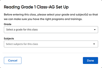 Set Up Class dialog box