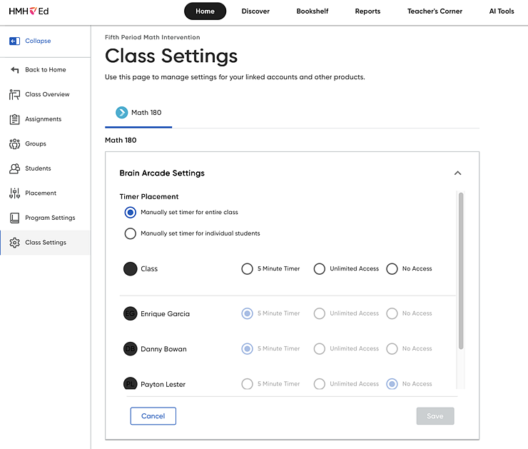 Brain Arcade Settings dialog box