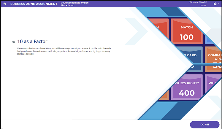 Success Zone Assignment page