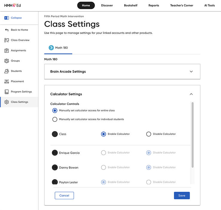 Calculator Settings dialog box