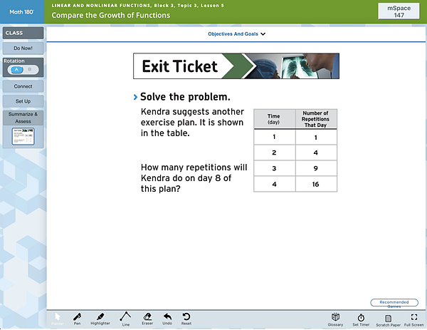 Exit Ticket page