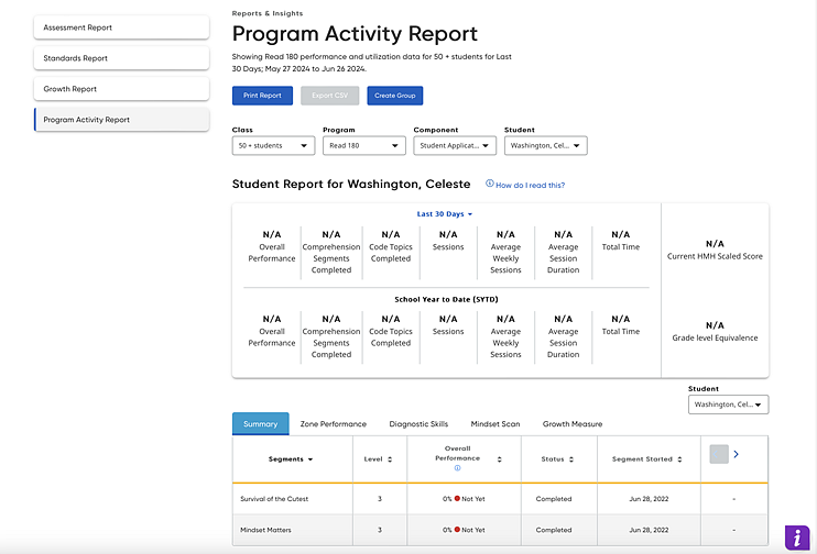 Read 180 PAR Student Report