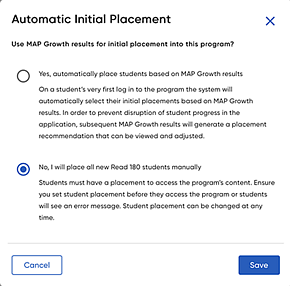 Automatic Initial Placement dialog box