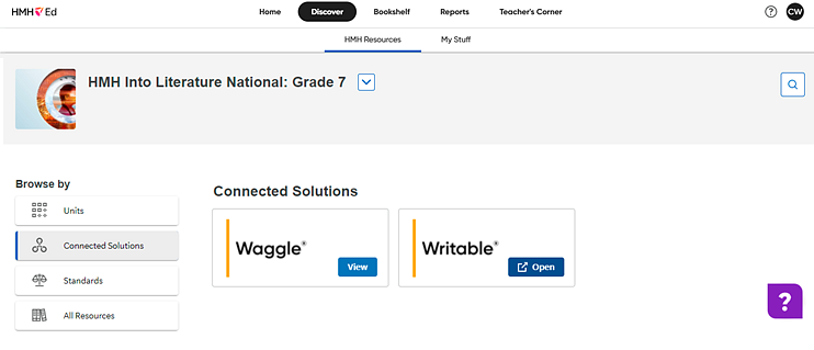 Discover Page with Writable Card in Connected Solutions Tray