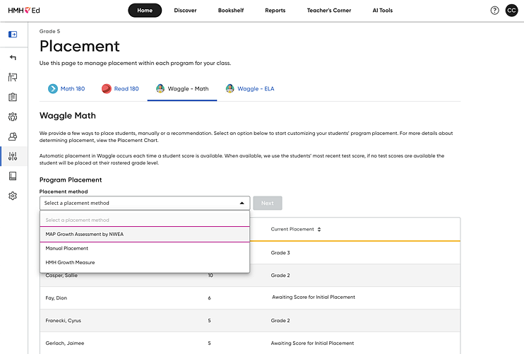 Waggle Placement method list