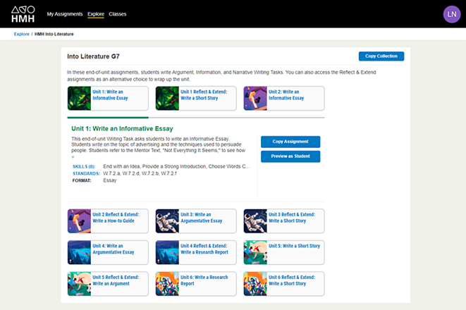 Explore page - assignment details