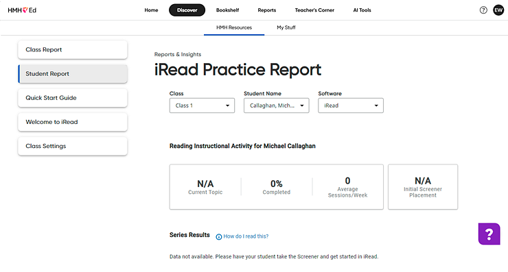 iRead Practice Report page