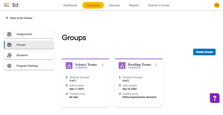 Groups tab Groups tab