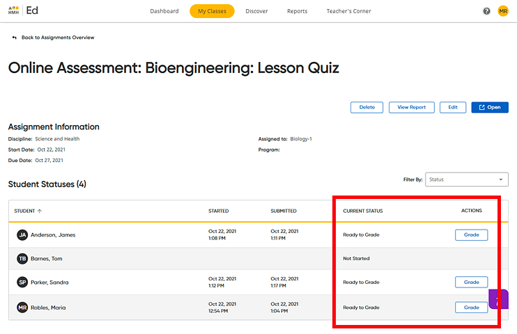Assignment Information page Assignment Information page