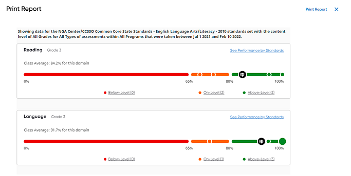 Print or Export Standards Reports in Heinemann Flight as a Teacher