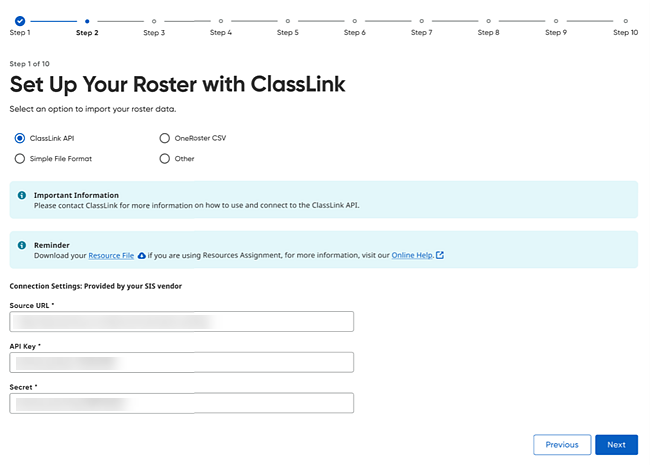 Set up with ClassLink dialog box