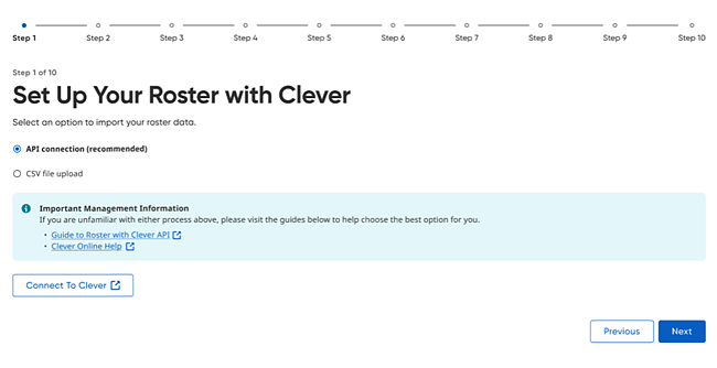 Set up your roster dialog box for Clever