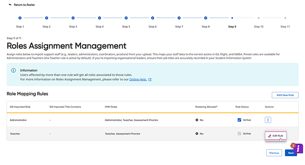 Roles Assignment Management page