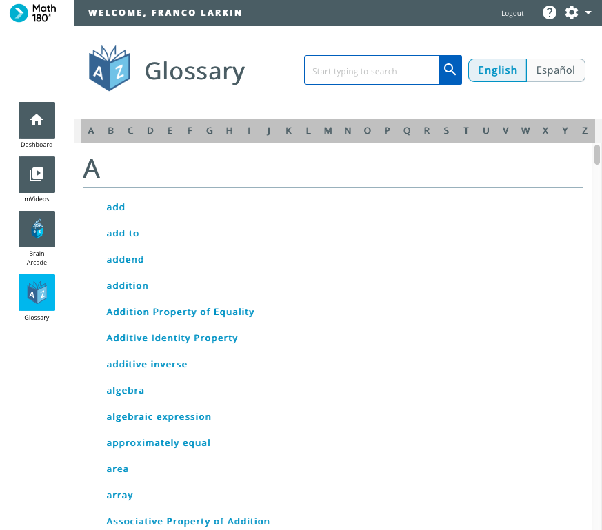 Math 180 on HMH Ed Students The Student Dashboard