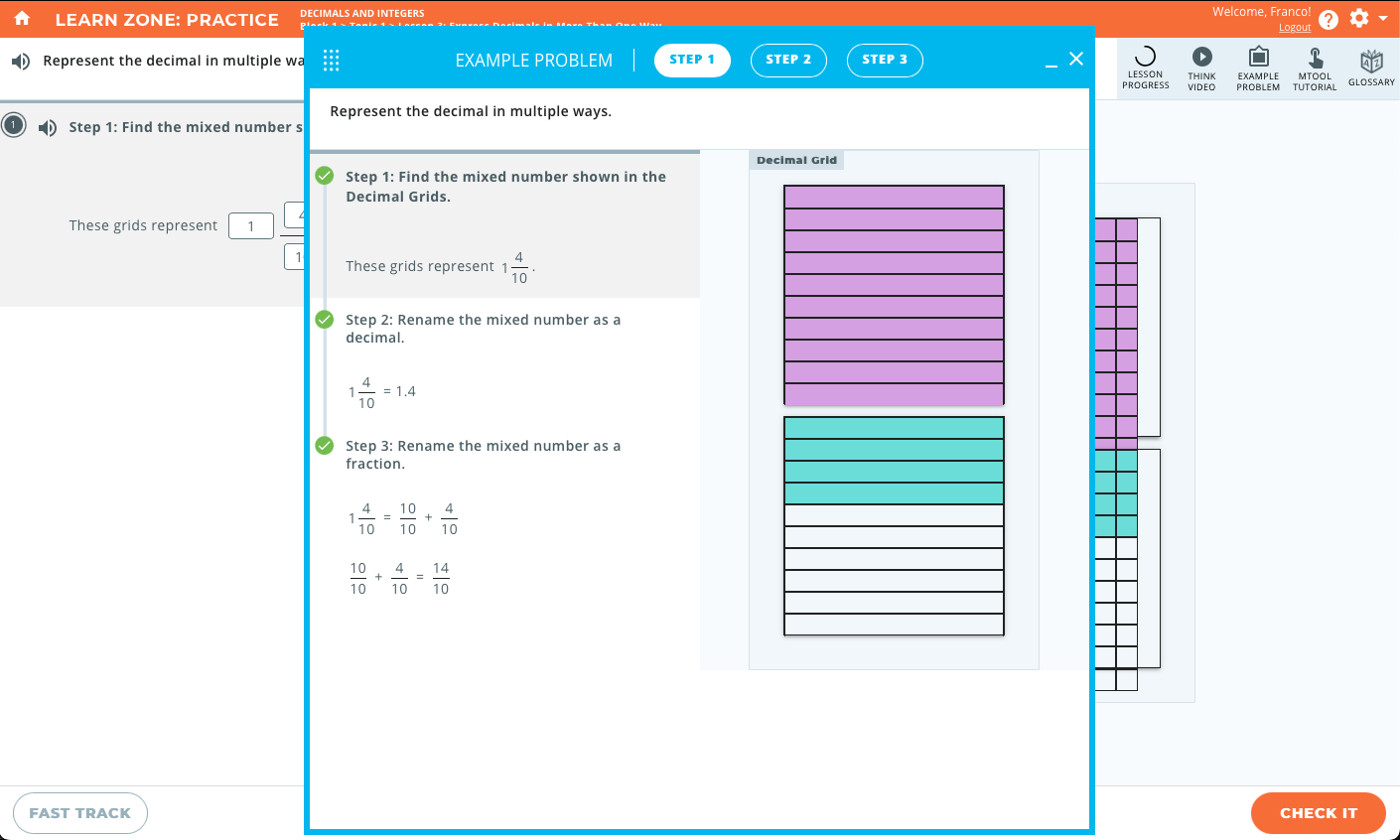 Learn Zone in Math 180 (HMH Ed Student)