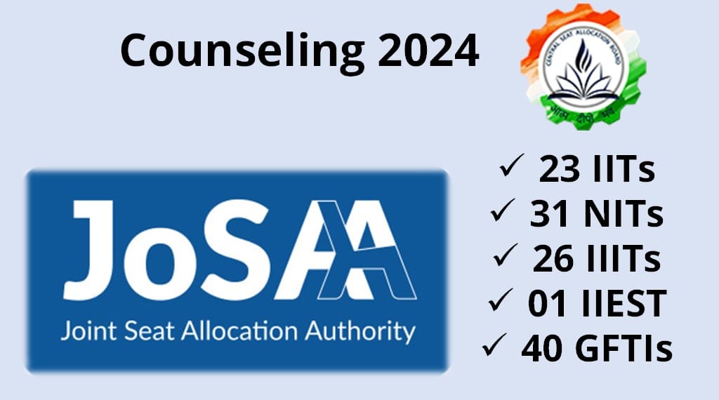 Apply Now - JoSAA 2024 For IITs, NITs, IIITS, IIEST, GFTIs