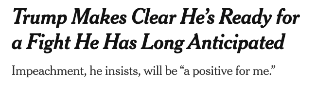 The New York Times: "Trump Makes Clear He's Ready for a Fight He Has Long Anticipated"
