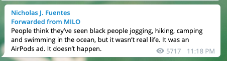 Milo Yiannopoulos on Telegram