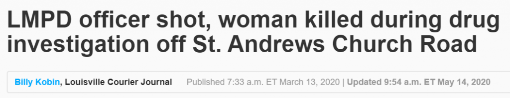 Courier-Journal headline on Breonna Taylor