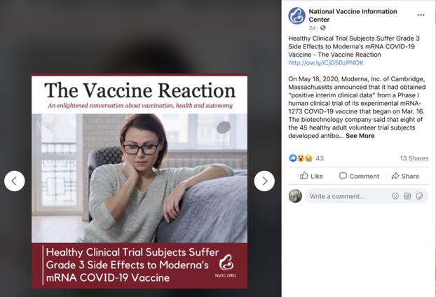 NVIC fearmongers about coronavirus vaccine
