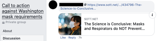Image of post on group page