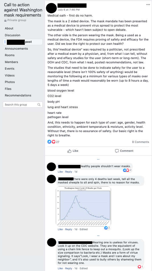Image of post on group page