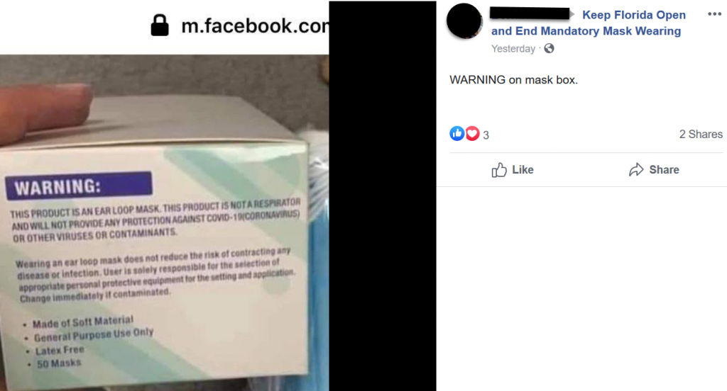Keep Florida Open and End Mandatory Mask Wearing Facebook post screenshot 2