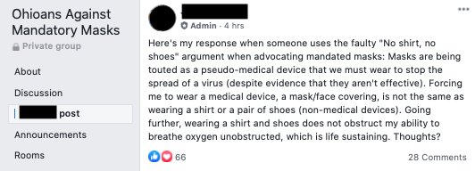 Image of post on group page
