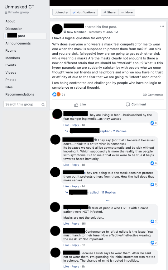 Image of post on group page