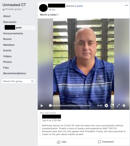 Image of post on group page