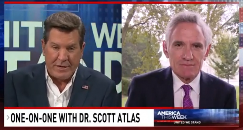 A screencapture of an America This Week segment with Scott Atlas