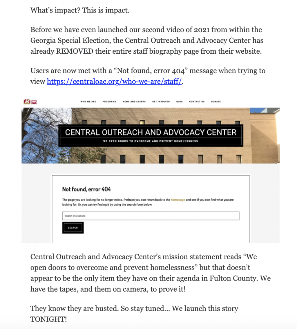 Email from Project Veritas 1/4/21