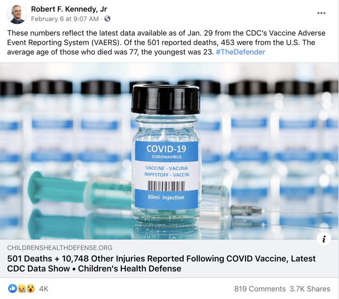 Facebook vaccine misinformation