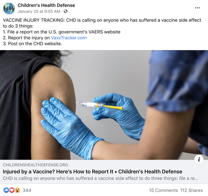 Facebook vaccine misinformation