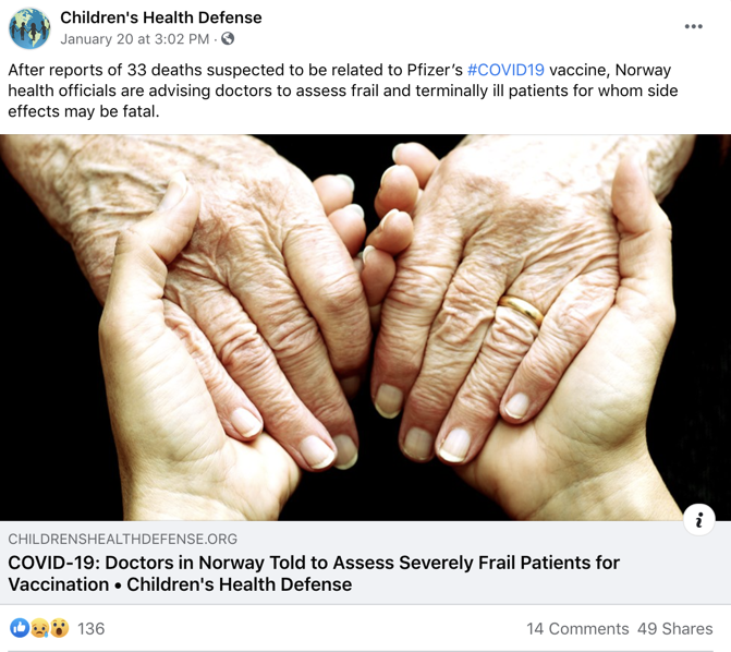 Facebook vaccine misinformation