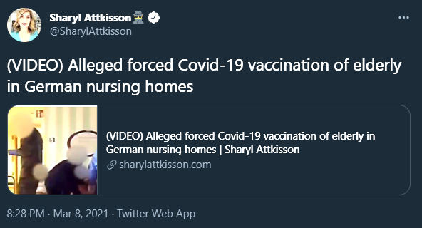 Sharyl Attkisson: "(VIDEO) Alleged forced COVID-19 vaccination of elderly in German nursing homes"