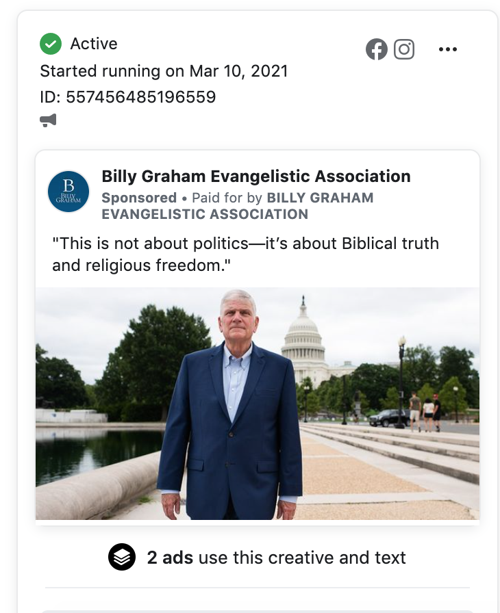 Billy Graham Evangelistic Association FB ads 3.16.21