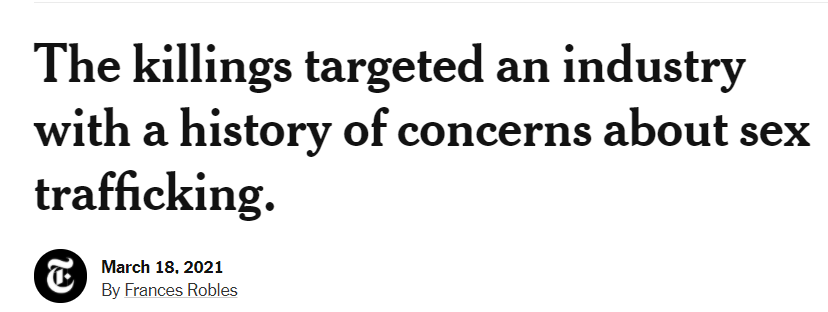 NYT headline on Atlanta shootings